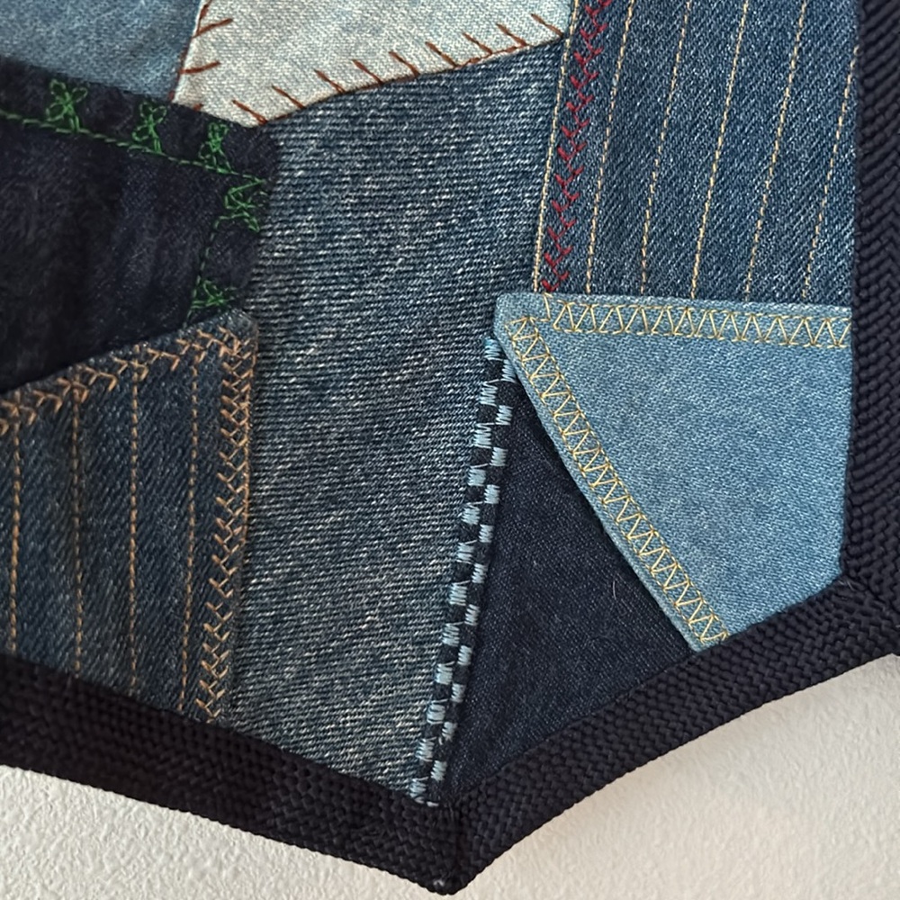Handmade Vintage Patchwork Denim Embroidered Open… - image 5